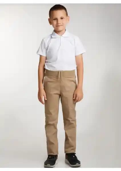 Mavimoure Beli Ribanalı Tam Lastikli Kanvas Kumaş Çocuk Okul Pantolonu Detayları