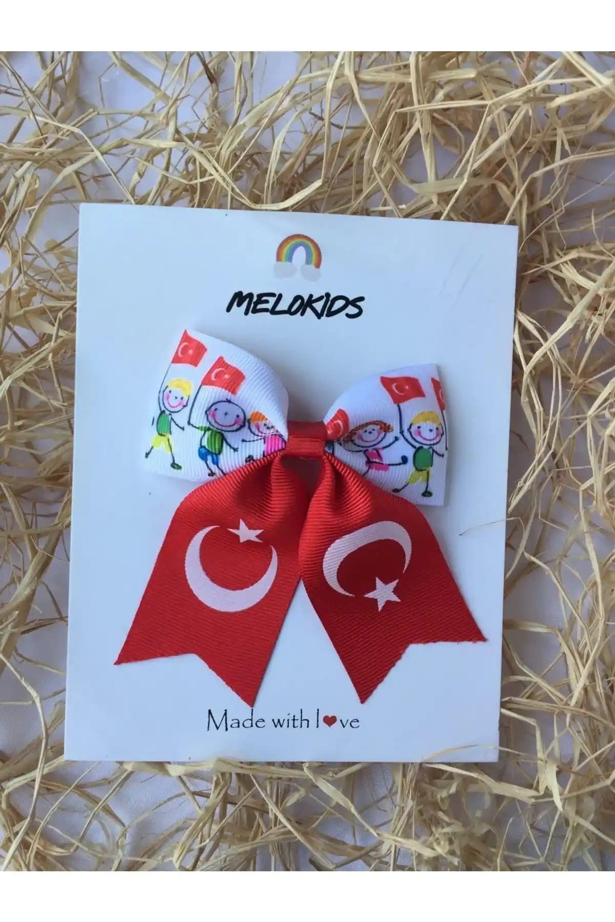 MeloKids Renkli Bayrak Desenli Çocuk Saç Tokası Güvenli ve Kullanışlı Tasarım