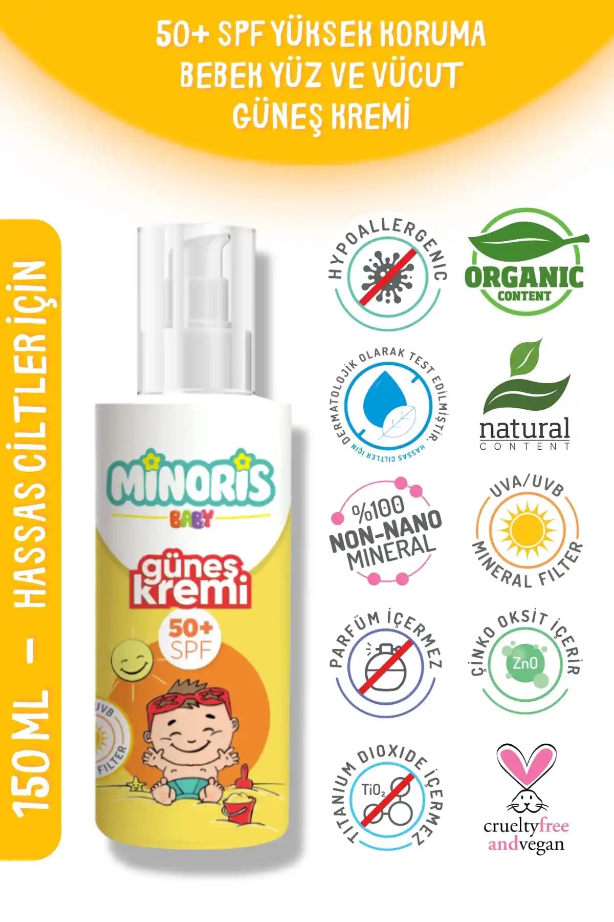 Minoris Baby Organik Güneş Kremi 50+ SPF: Hassas ve Bebek Ciltleri İçin Güvenilir Koruma