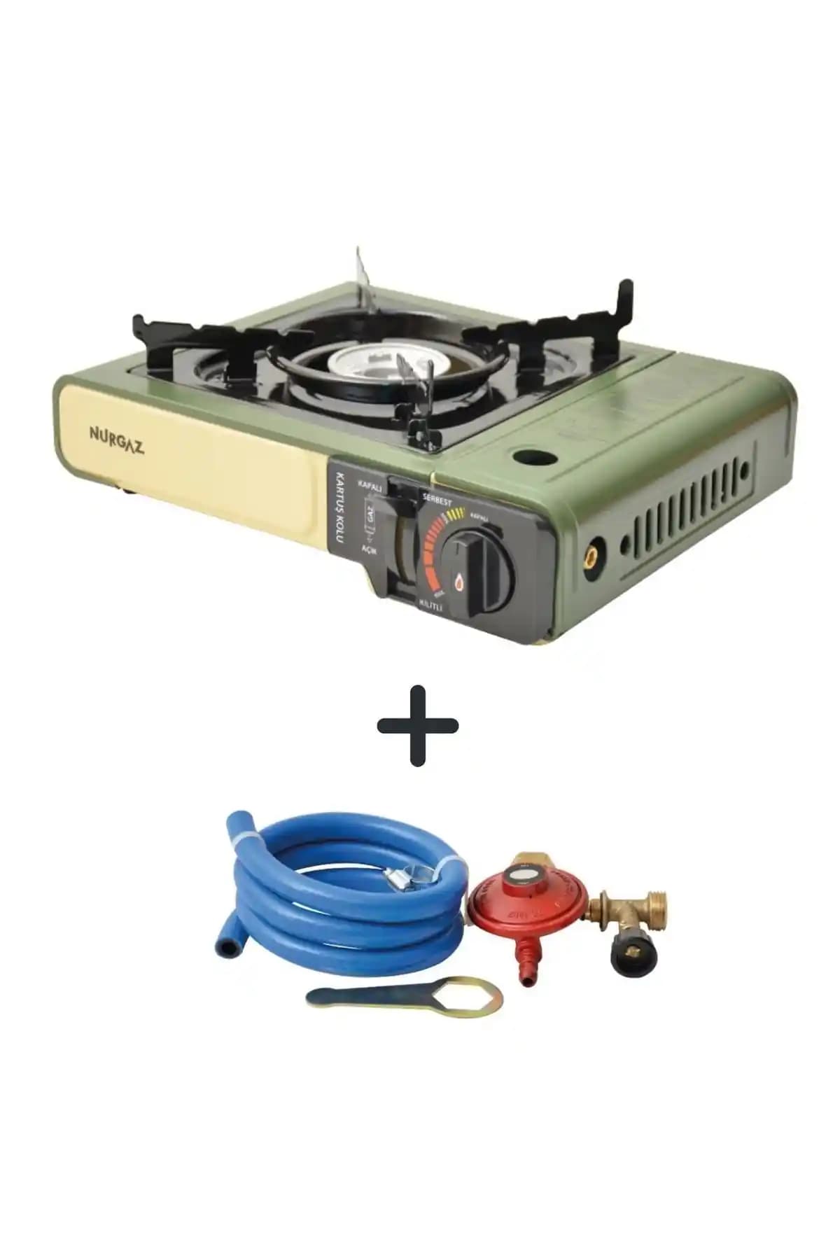 Nurgaz Haki Portatif Tekli Ocak ve Hortum Dedantör Seti Kamp ve Piknik İçin Uygun