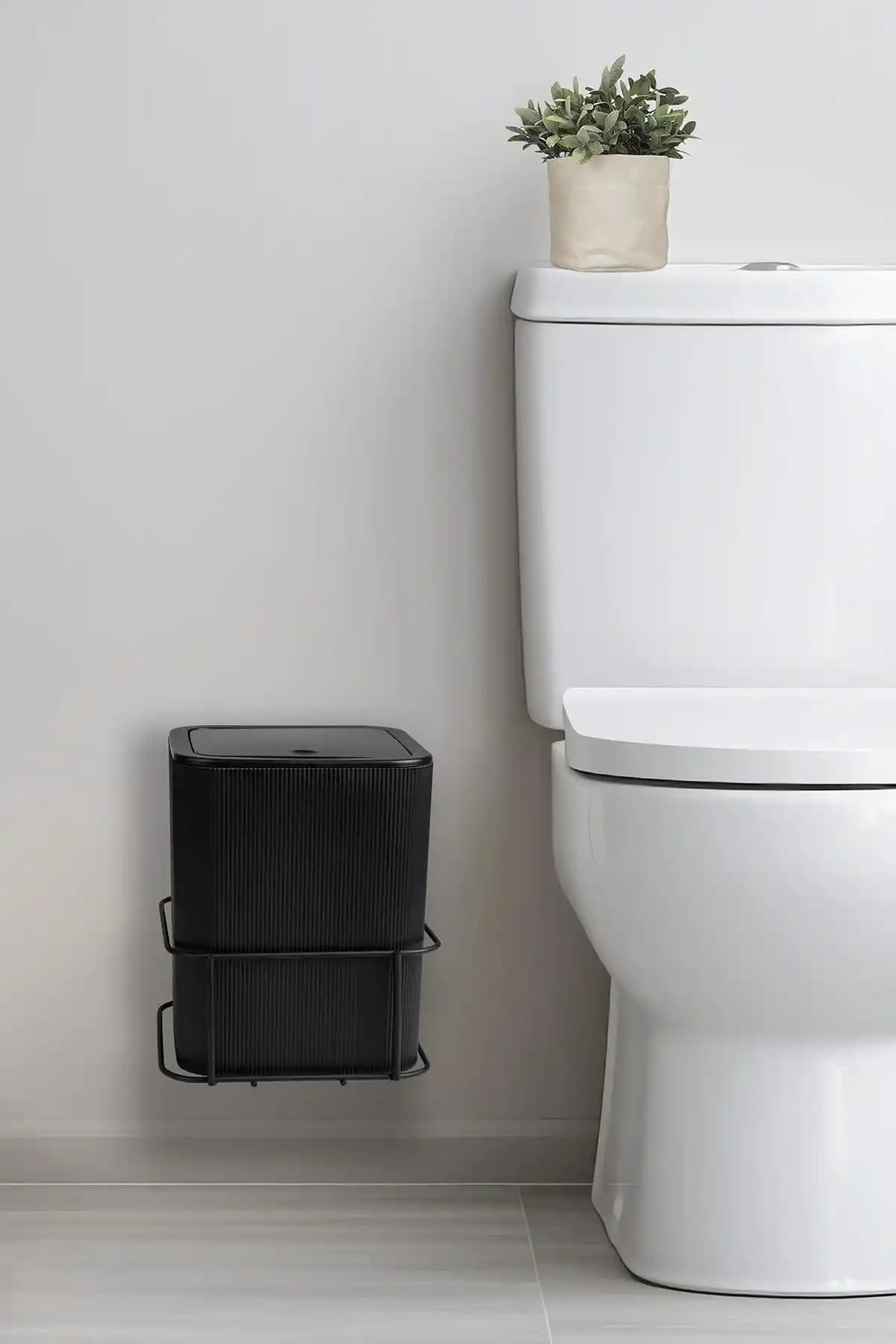 Okyanus Home Siyah Eko Magic Askılı Kare Mina Çöp Kovası Modern ve Fonksiyonel Tasarım