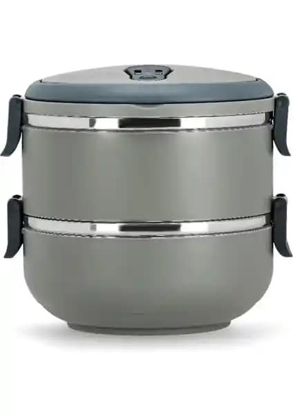 Penguen 2 Katlı Termoslu Sızdırmaz Sefer Tası Gri: Dayanıklı ve Pratik Yemek Taşıma Çözümü