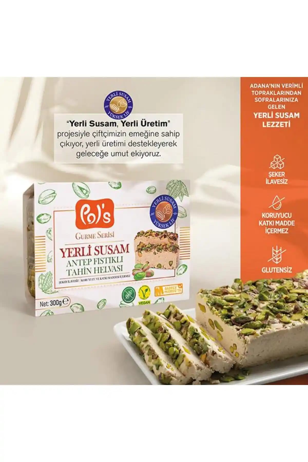 Pol's Gurme Antep Fıstıklı Tahin Helvası 300 G - Doğal ve Lezzetli Türk Tatlısı