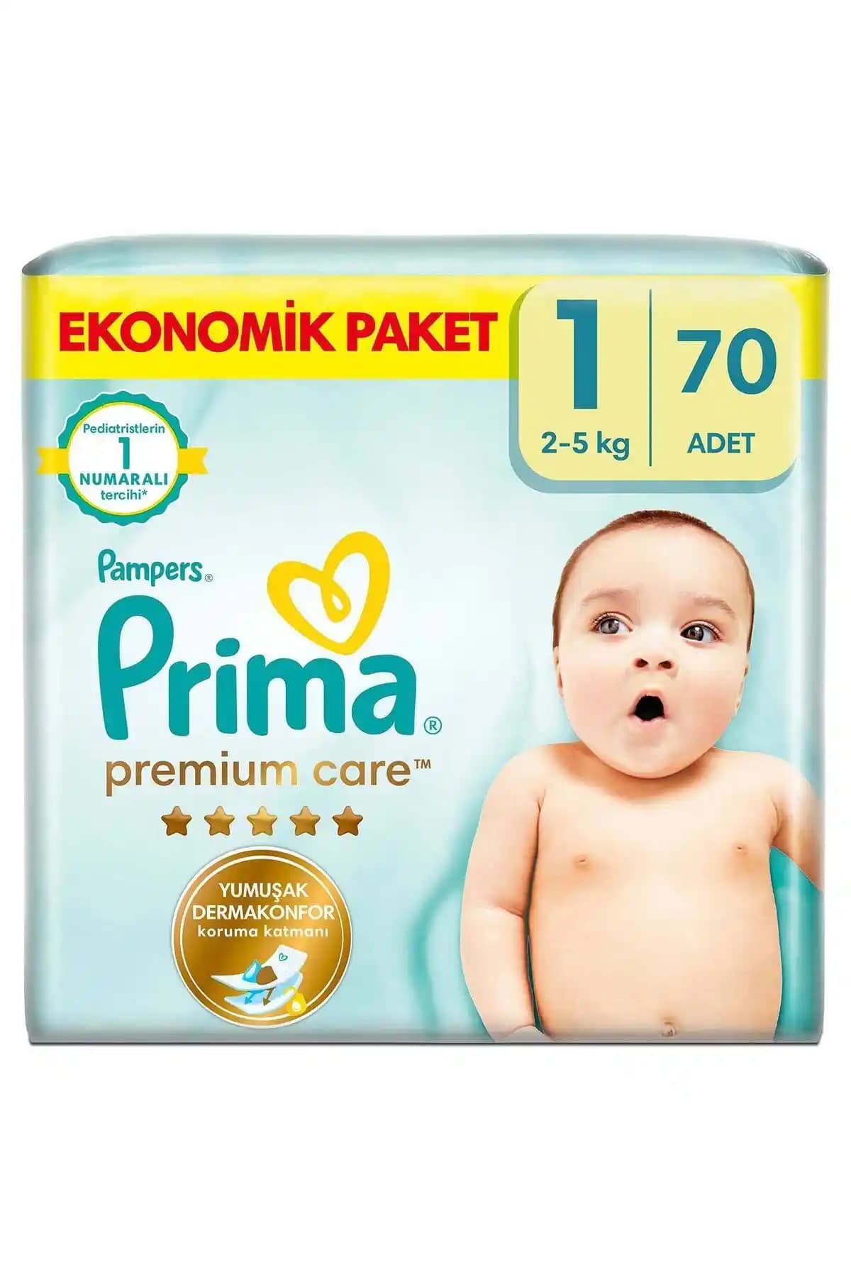 Prima Bebek Bezi Premium Care 1 Beden 70 Adet Yenidoğan İçin Güvenilir ve Konforlu Bebek Bezi