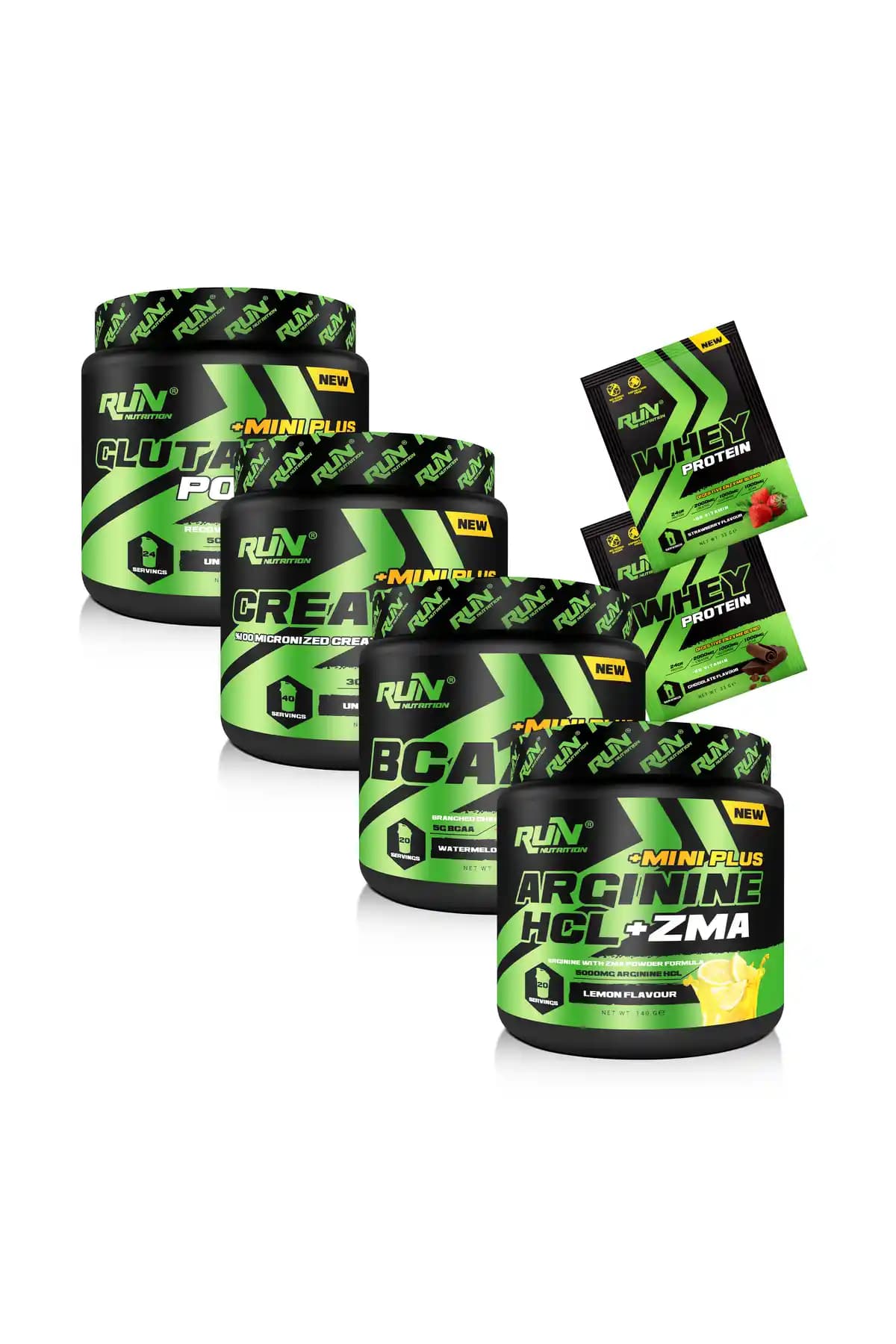 Run Nutrition Amino Asit Mix Paket Mini Plus Kreatin Glutamin BCAA ve Arginine HCL ile Kas Gelişimini Destekler