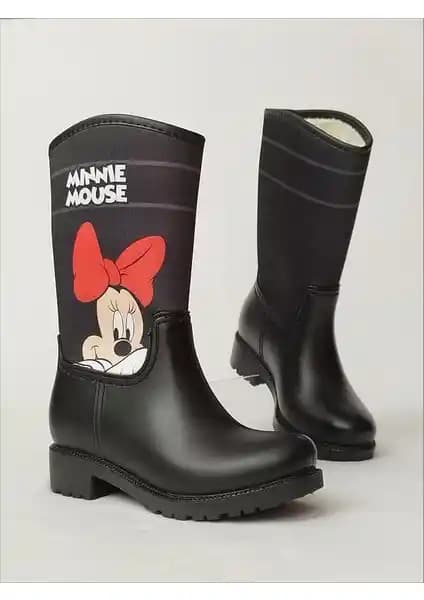 Sea & Blue Shoes Minnie Mouse Çocuk Yağmur Çizmesi Su Geçirmez Peluş İç Astarlı