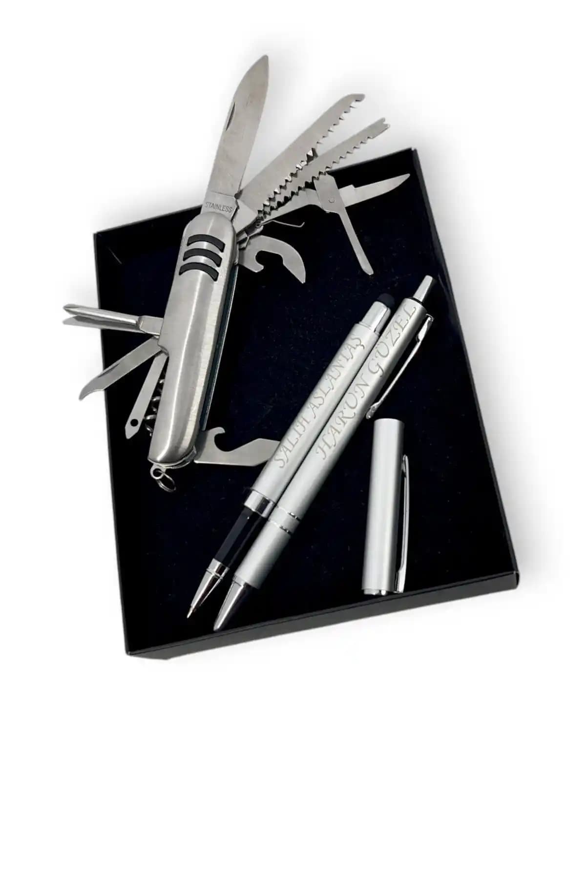 SürLaz Çok Amaçlı İsme Özel Çakı ve Kalem Seti Günlük Kullanım ve Hediye Seçenekleri