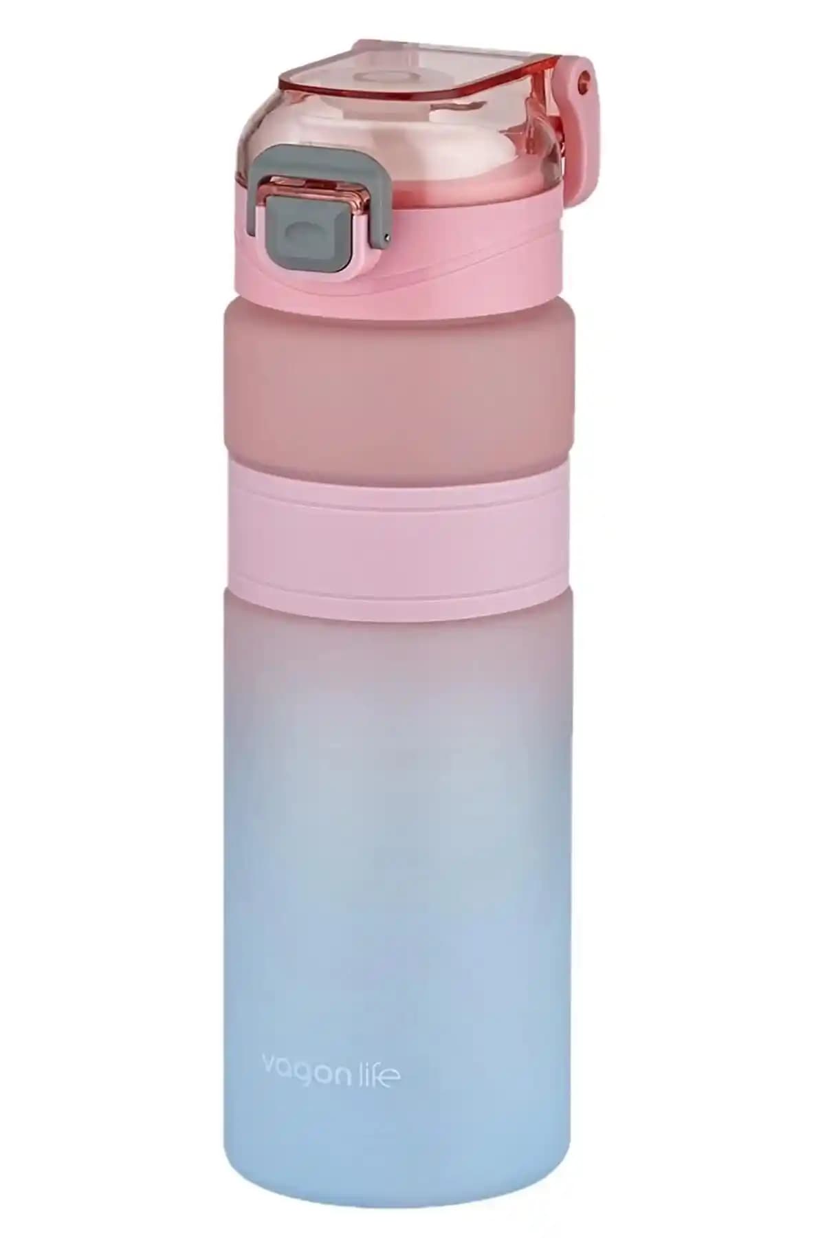 Uzspace Vagonlife 800ml Çift Renk Kaydırmaz Silikon Gövde Motivasyon Su Matarası