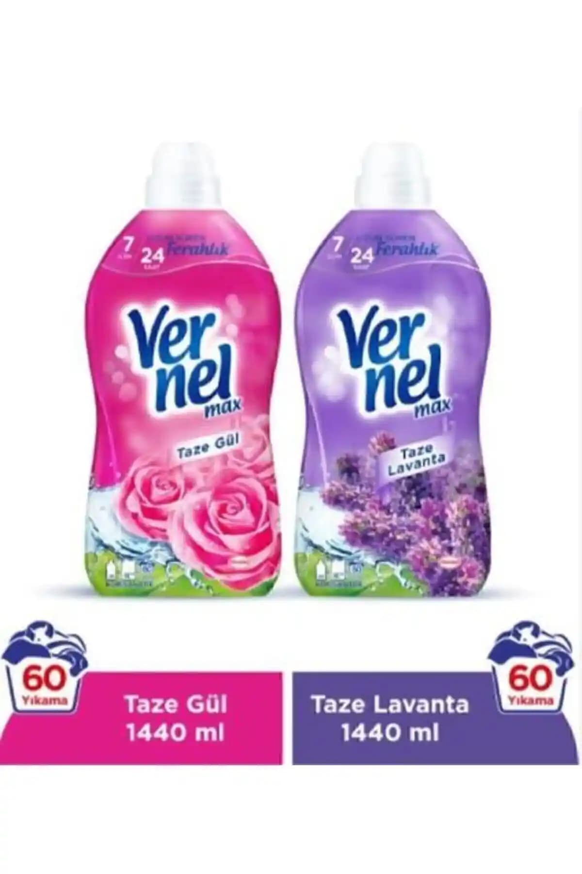 Vernel Max 1,44 Litre Taze Gül Lavanta Seti: Ekonomik ve Kalıcı Çamaşır Kokusu Sağlayan Yumuşatıcı