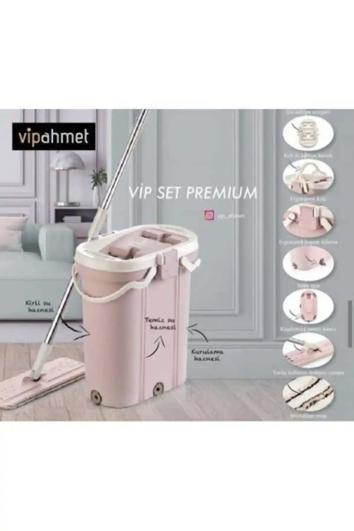 Vip Ahmet Pembe Premium Mop Temizlik Kova Seti ile Ev Temizliğinde Yeni Dönem
