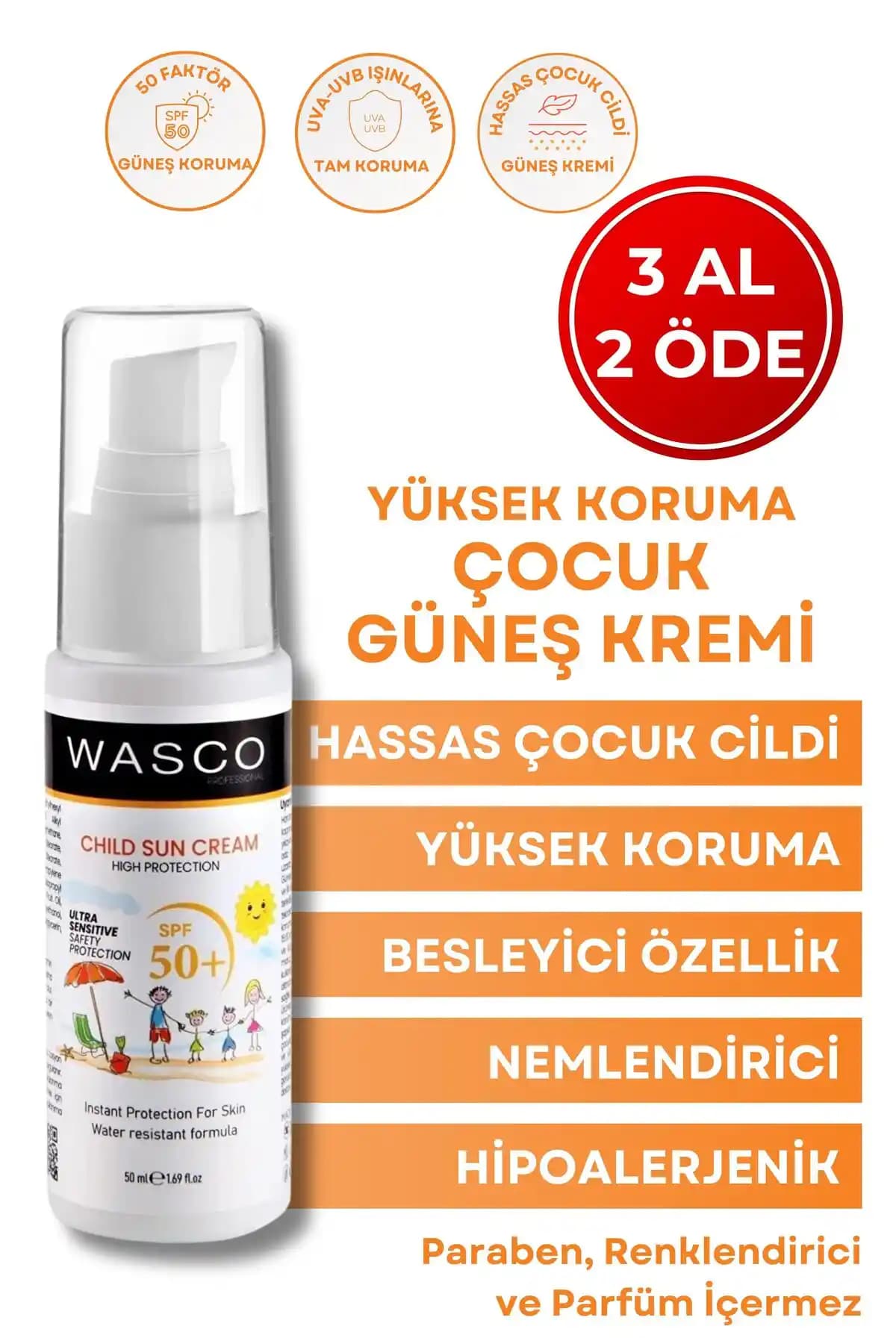 Wasco SPF50+ Yüksek Koruma Faktörlü Bebek ve Çocuklar İçin Güneş Kremi Özellikleri ve Kullanımı