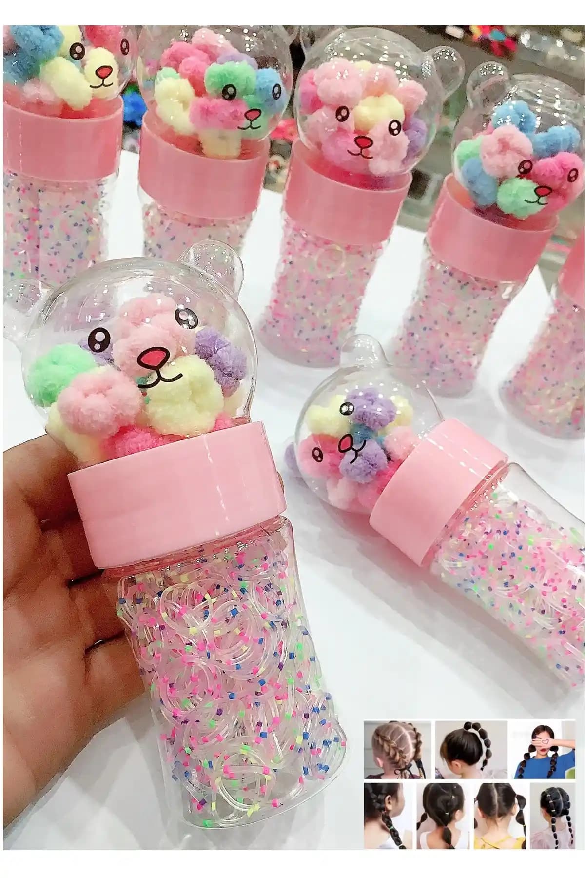 Yeni Nesil Çocuk Saç Aksesuarı Renkli ve Dayanıklı Örgü Lastik Tokalar