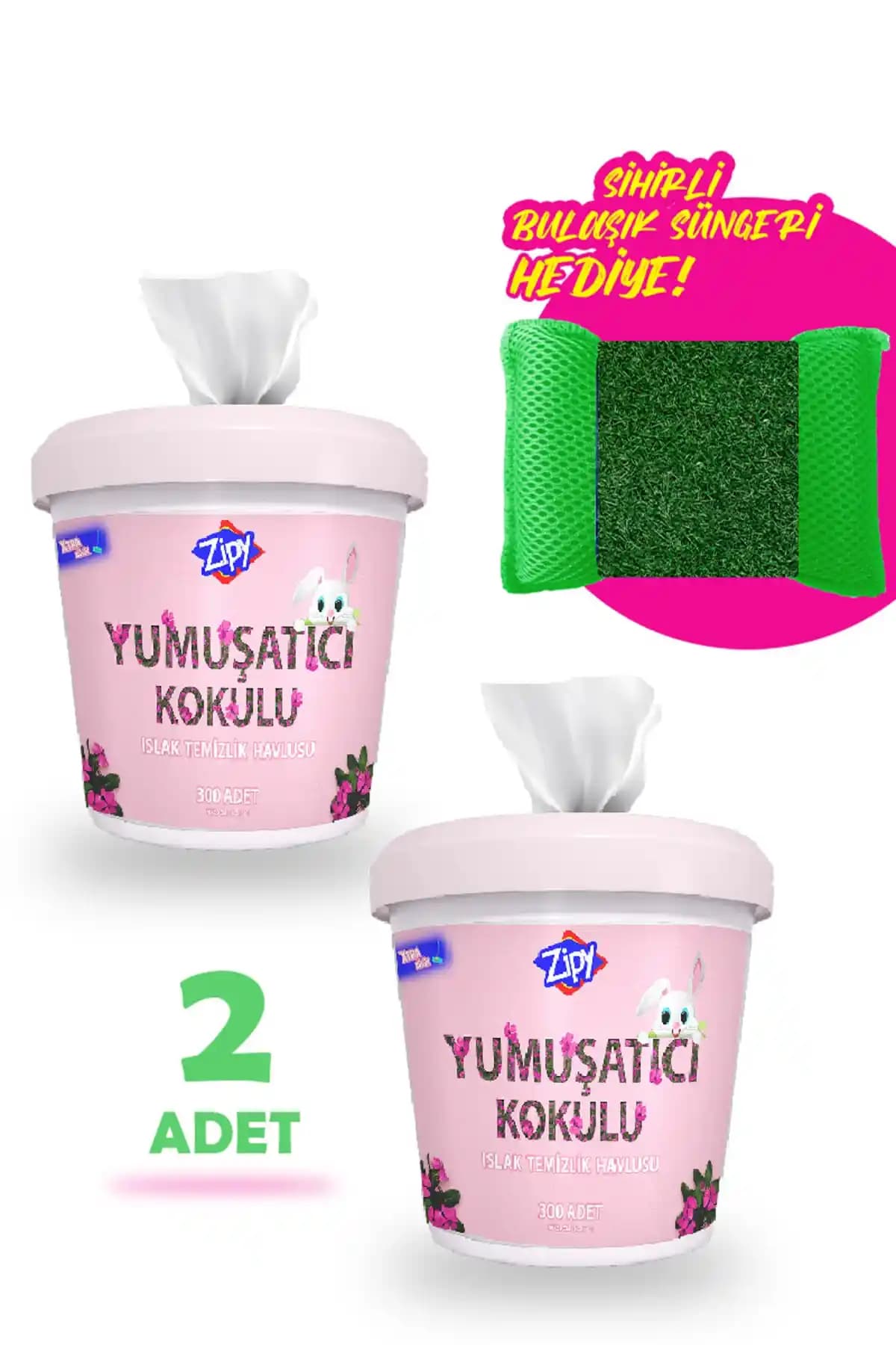 Zipy Sünger Hediyeli Yumuşatıcı Kokulu Islak Kova Mendili ile Pratik ve Hijyenik Temizlik Çözümü