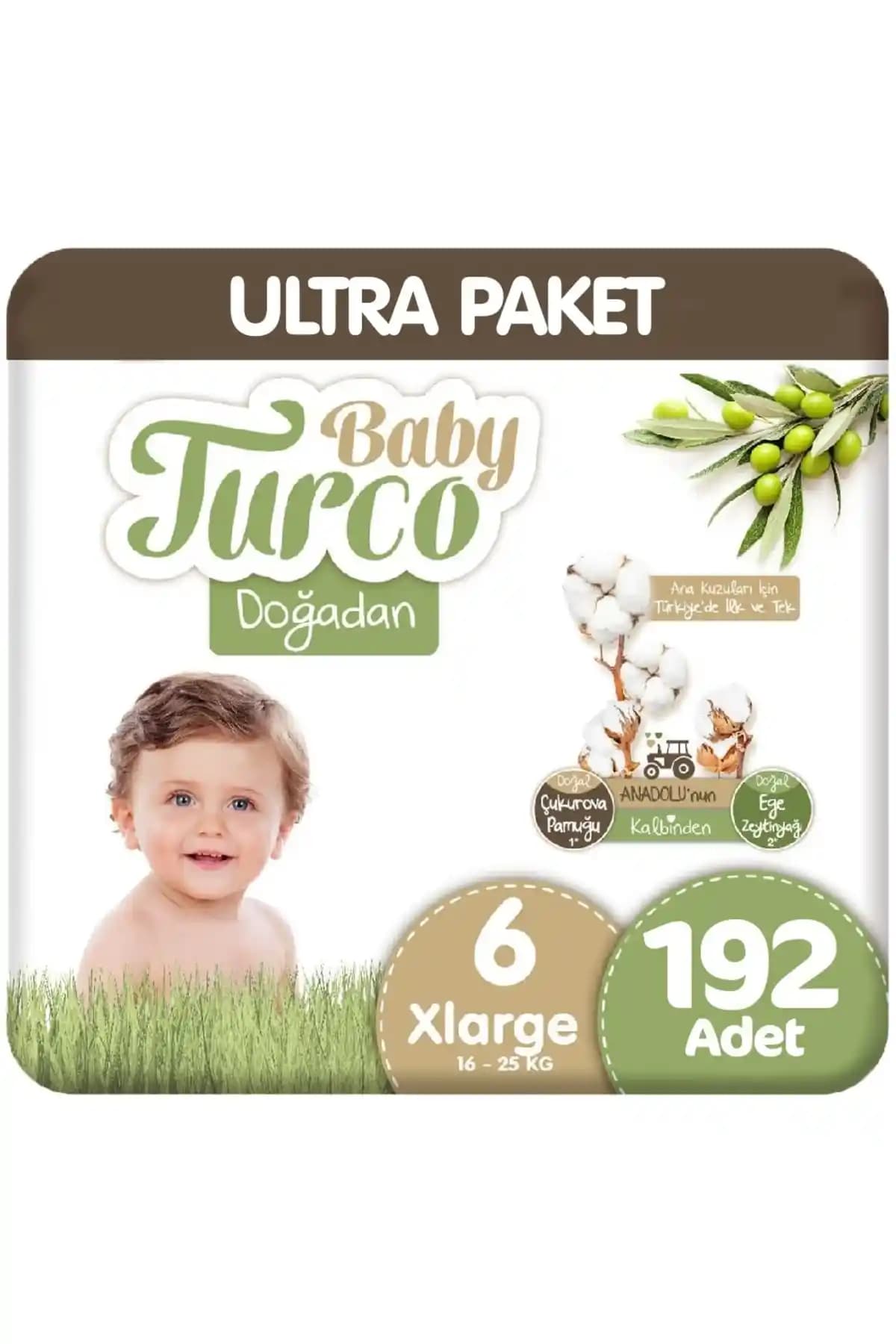 Baby Turco Doğadan Ultra Paket 6 Beden Bantlı Bebek Bezi Türkiye Üretimi Güvenilir Konfor