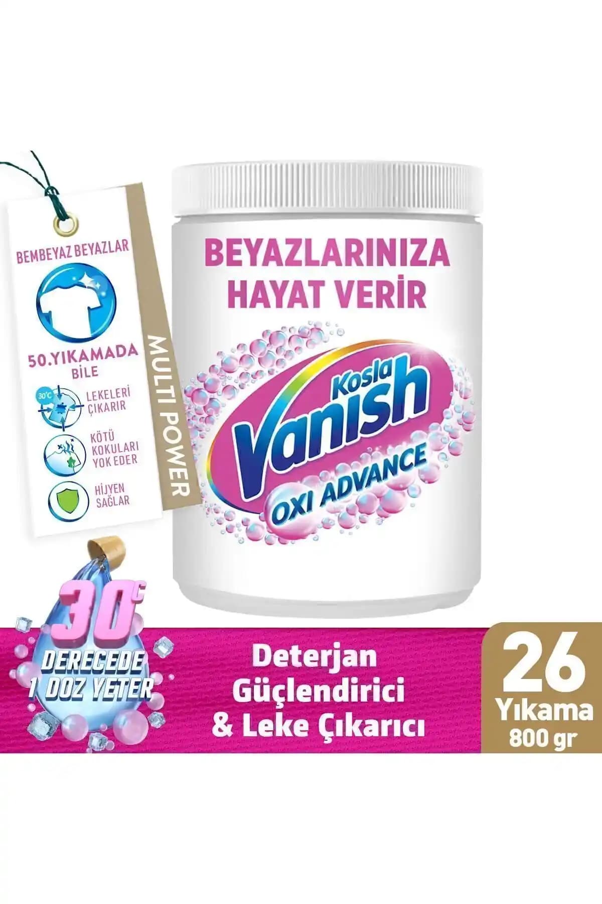 Vanish Kosla Multipower Oxi Advance Beyazlar İçin Leke Çıkartıcı ve Deterjan Toz