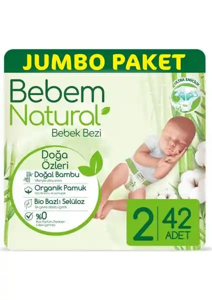 Bebem Natural Bebek Bezi 2 Beden Mini 42 Adet: Yüksek Emicilik ve Doğal İçeriklerle Güvenli Bebek Bakımı