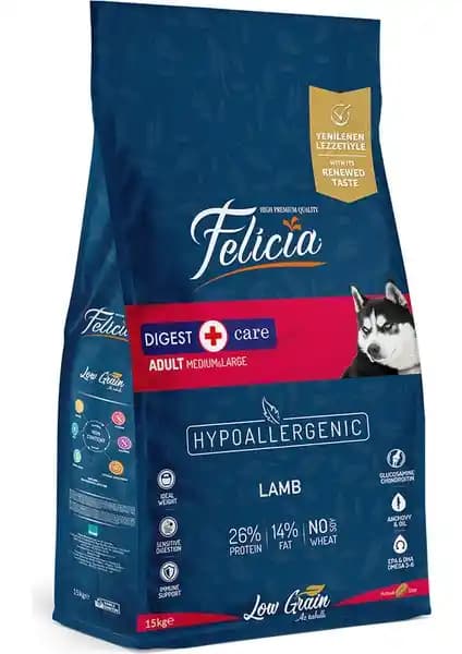 Felicia 15 Kg Yetişkin Kuzulu Köpek Maması: Hipoalerjenik ve Eklem Sağlığını Destekleyen Formül