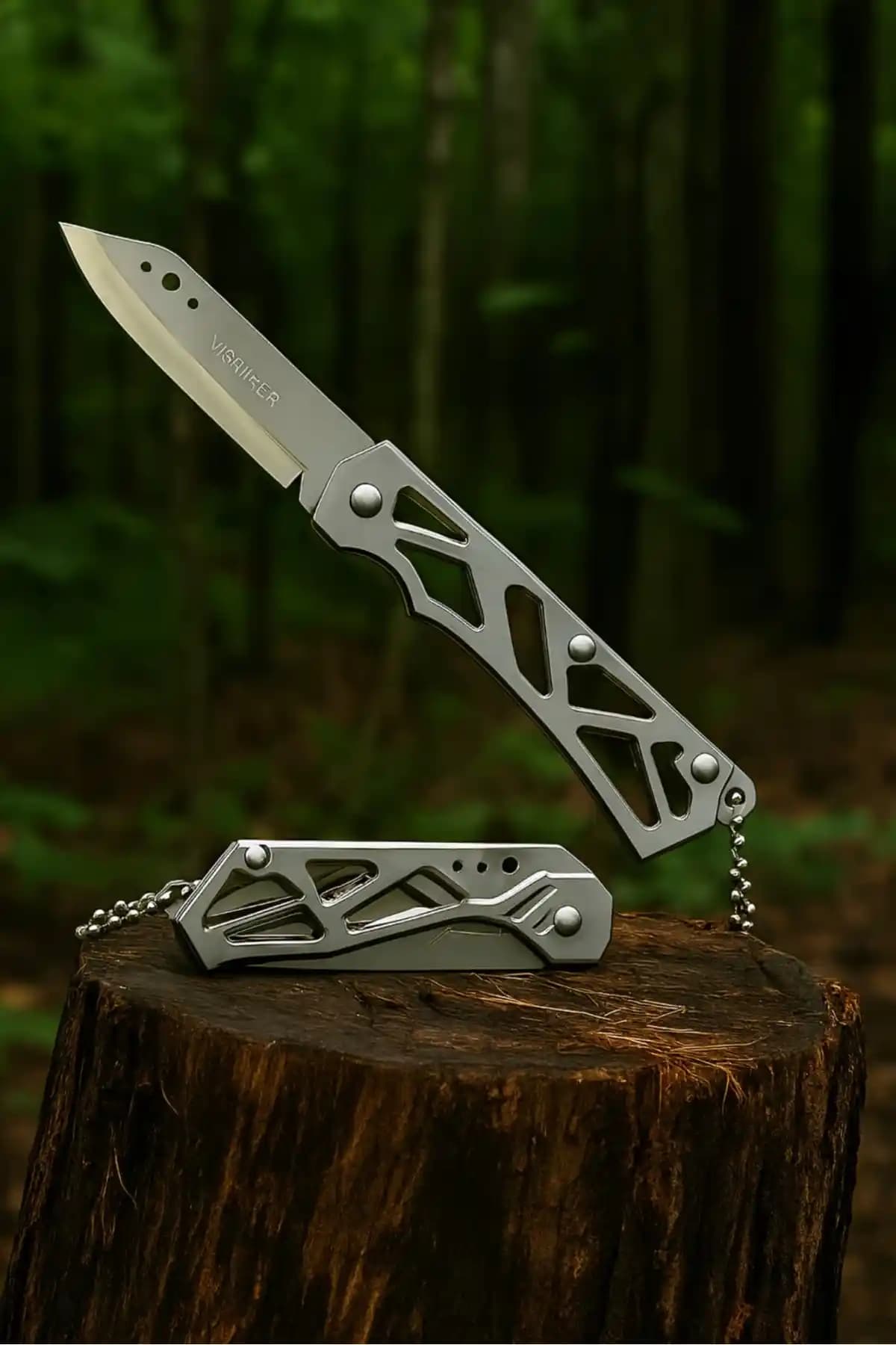 Gümüş Mini Kamp Metal Cep Çakısı: Şık ve Dayanıklı Taşınabilir Kamp Aksesuarı