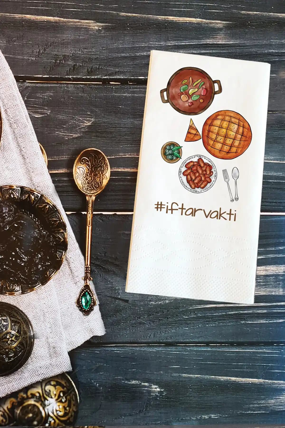 PEKSHOP Ramazan Temalı Iftar Vakti Yazılı Çift Katlı Peçete 20 Adet