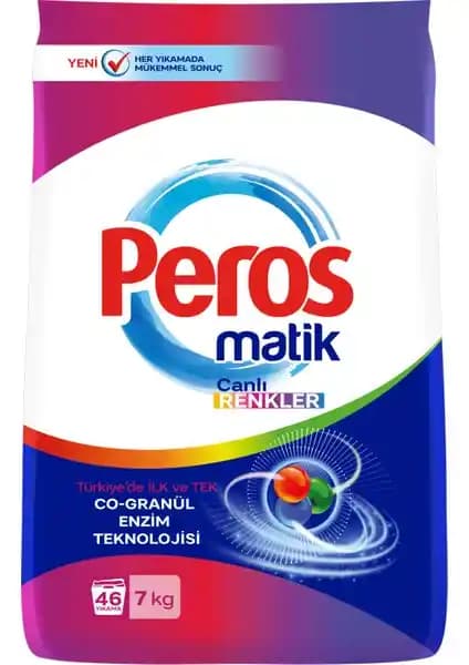 Peros Matik Canlı Renkler 7 kg: Renkli Kıyafetler İçin Yüksek Performanslı Deterjan