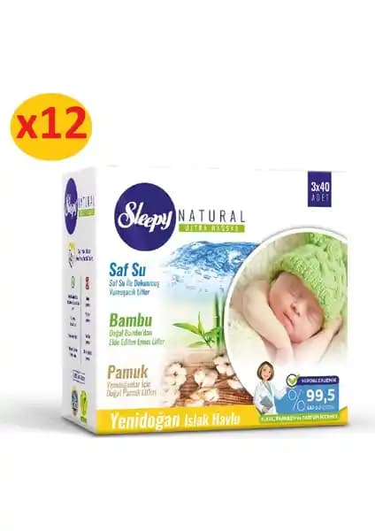 Sleepy Natural Yenidoğan Bambu ve Pamuklu Islak Havlu Güvenli Bebek Bakımı İçin