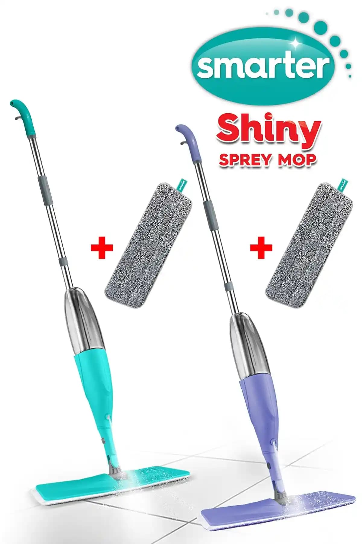 SMARTER Shiny Sprey Mop Renkli 2'li Set: Estetik ve Pratik Temizlik Çözümü