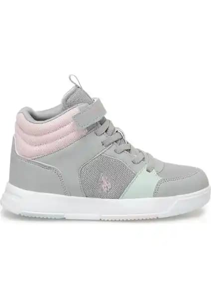 U.S. Polo Assn. Dama Jr 3FX Gri Kız Çocuk High Sneaker Şık ve Konforlu Günlük Ayakkabı
