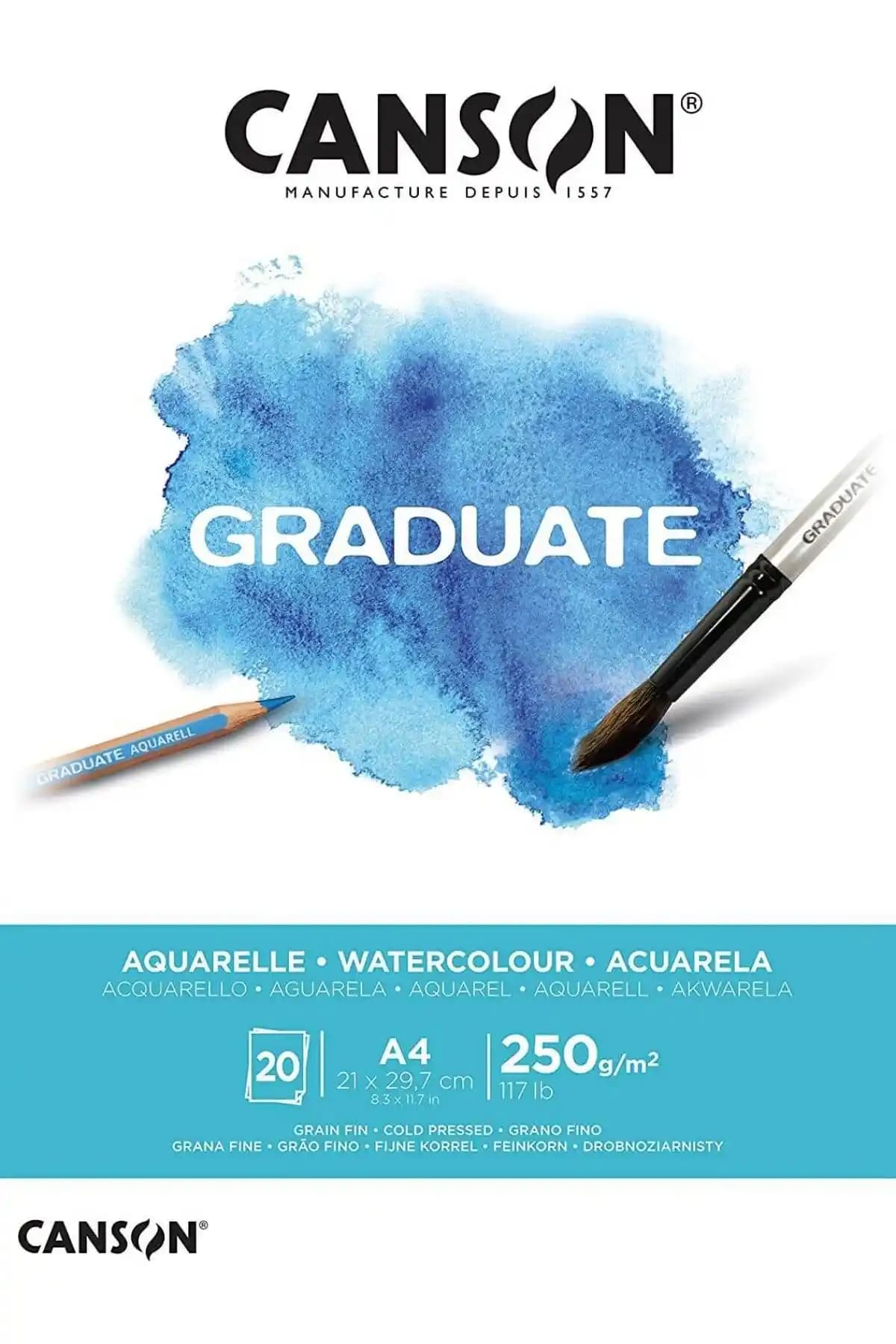 Canson Graduate A4 Suluboya Kağıdı 250g 20 Sayfa Profesyonel ve Hobi Kullanımı İçin