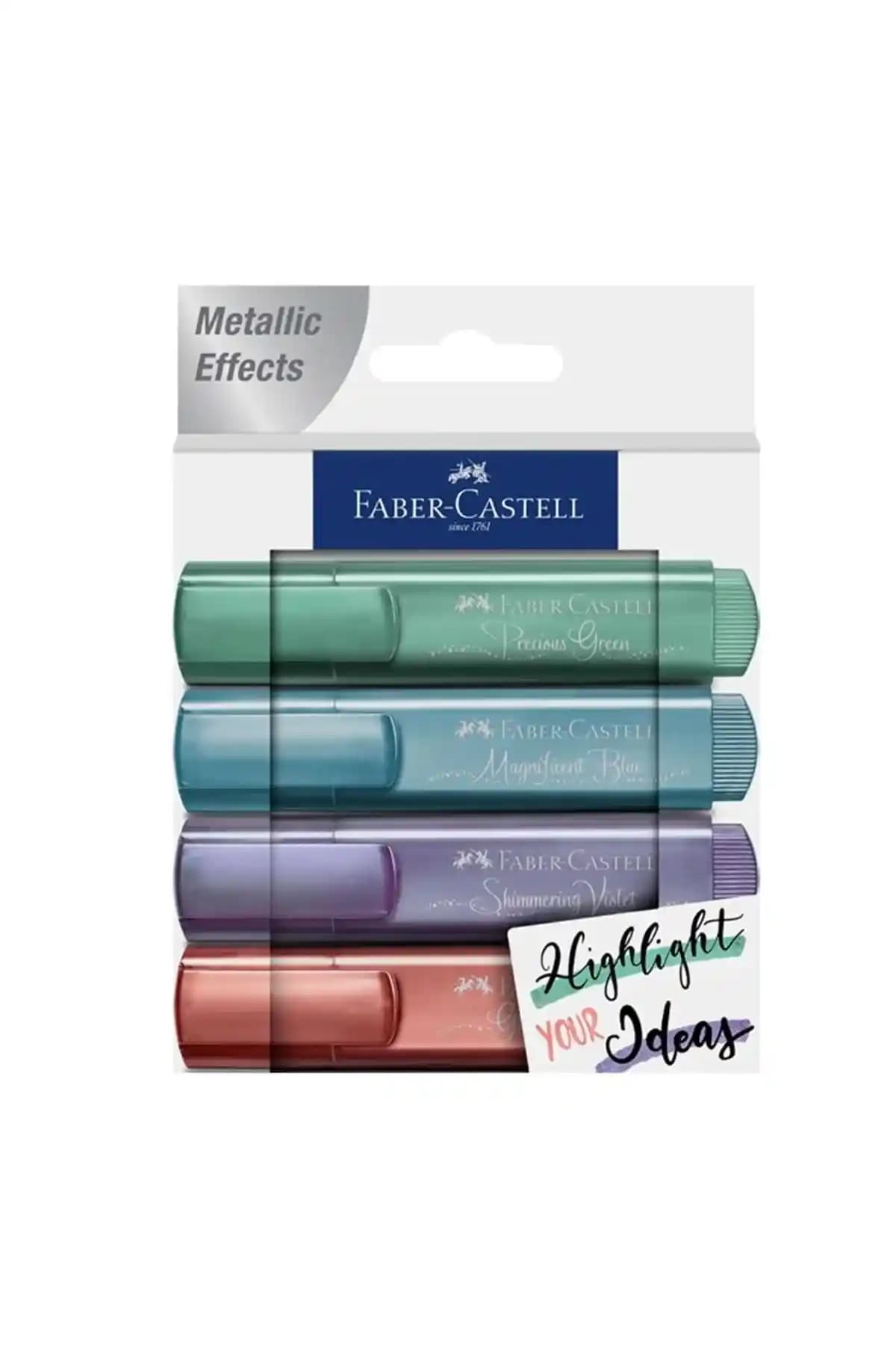 Faber Castell 46 Fosforlu Kalem Metalik Seti 2021 Yeni Renkler Beyaz Kutu