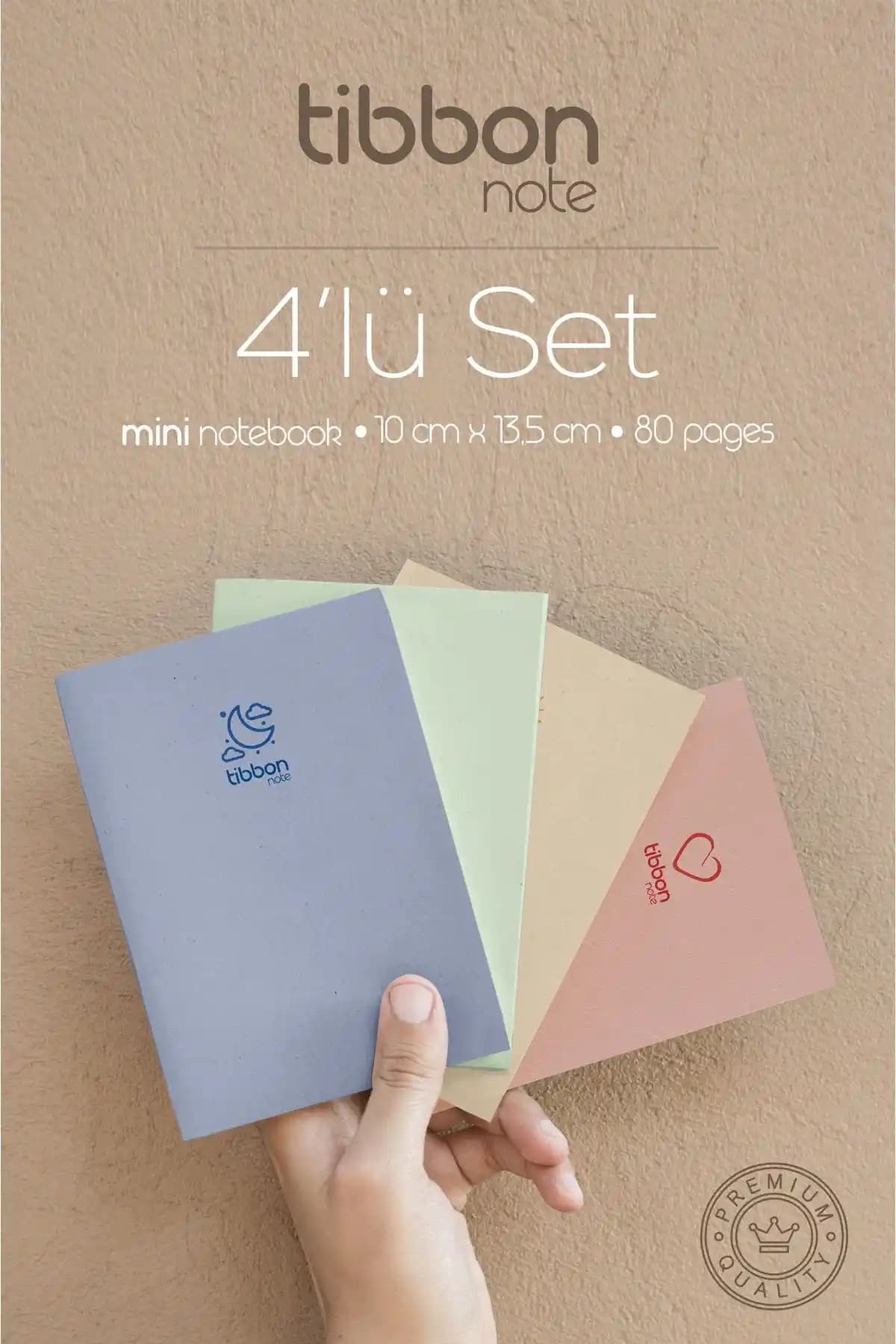 Tibbon Note Mini Defter Dikişli 4'lü Set ile Günlük Notlarınızı Şık ve Pratik Şekilde Tutun