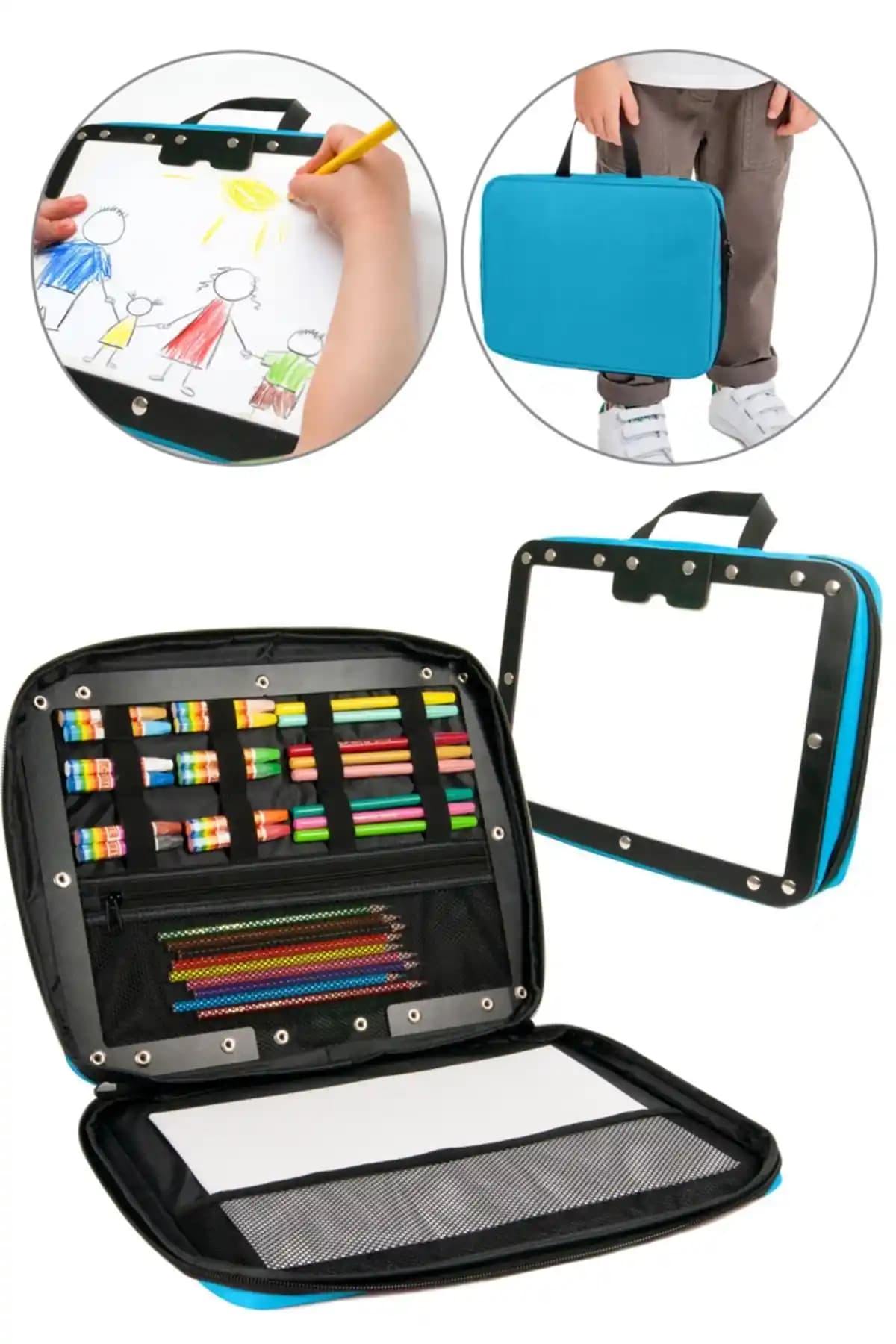 Çocuklar İçin Hafif ve Dayanıklı Ahşap Yazı Tahtası ve Çanta Seti