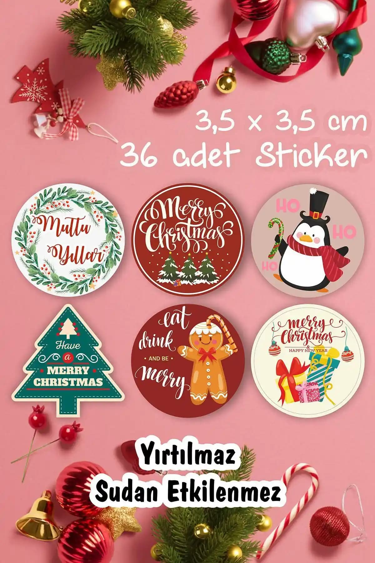 Çok Amaçlı Yılbaşı ve Dekorasyon Sticker Seti - Dayanıklı, Suya Dayanıklı ve Yüksek Kalite