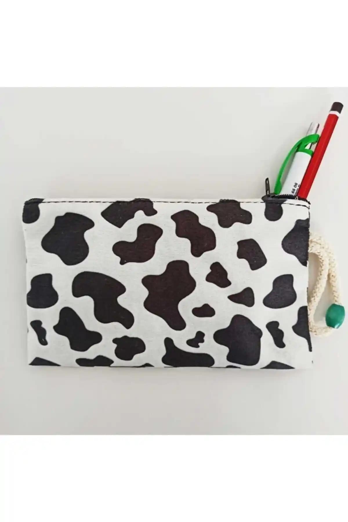 Genel Markalar Ipli Inek Baskılı Bez Cüzdan Kalemlik - Şık ve Pratik Çok Amaçlı Tasarım