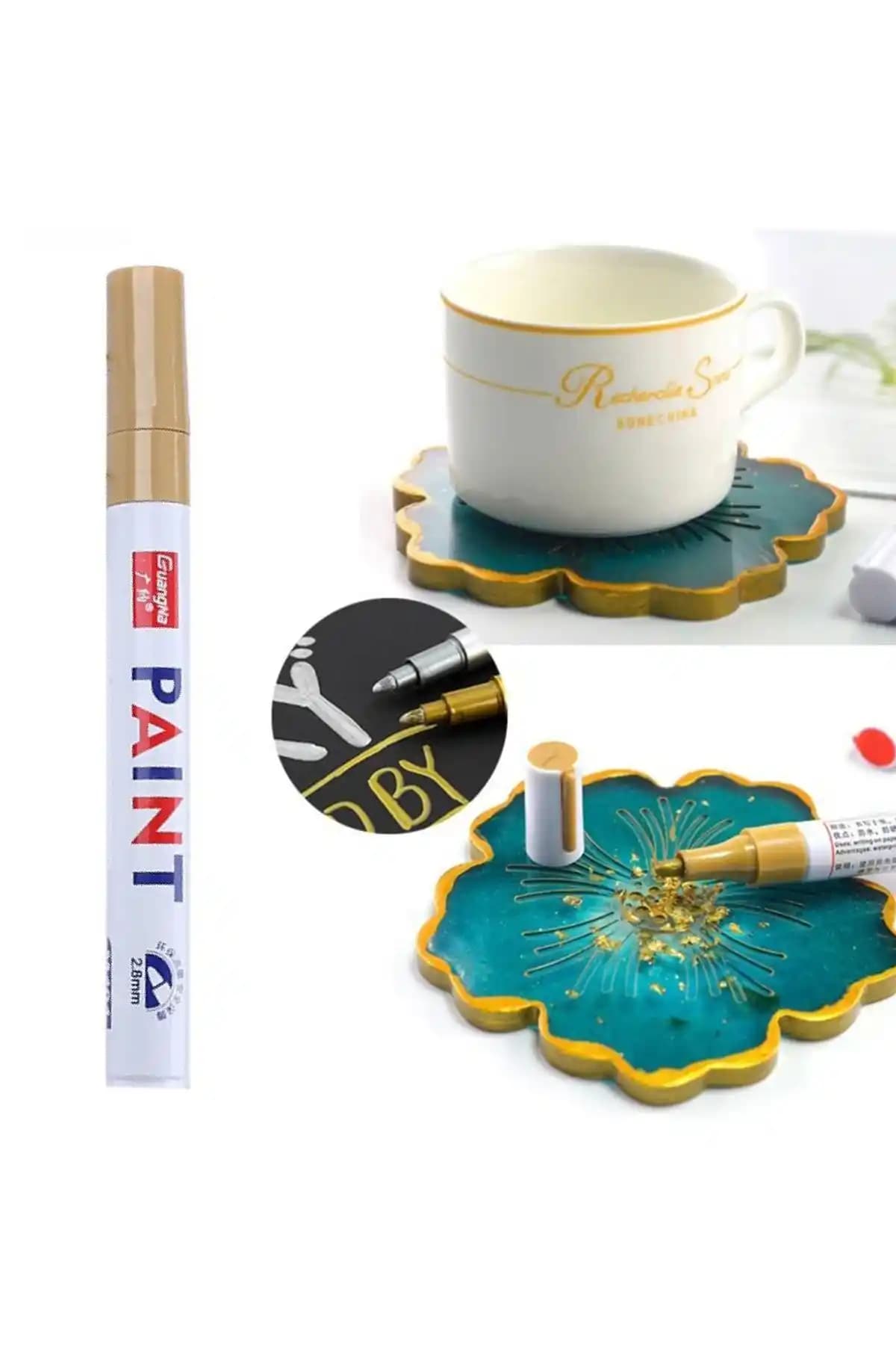 Getshop Epoksi Varak Kalem Paint Marker Gold: Kalıcı ve Estetik Altın Renkli Boyama Kalemi