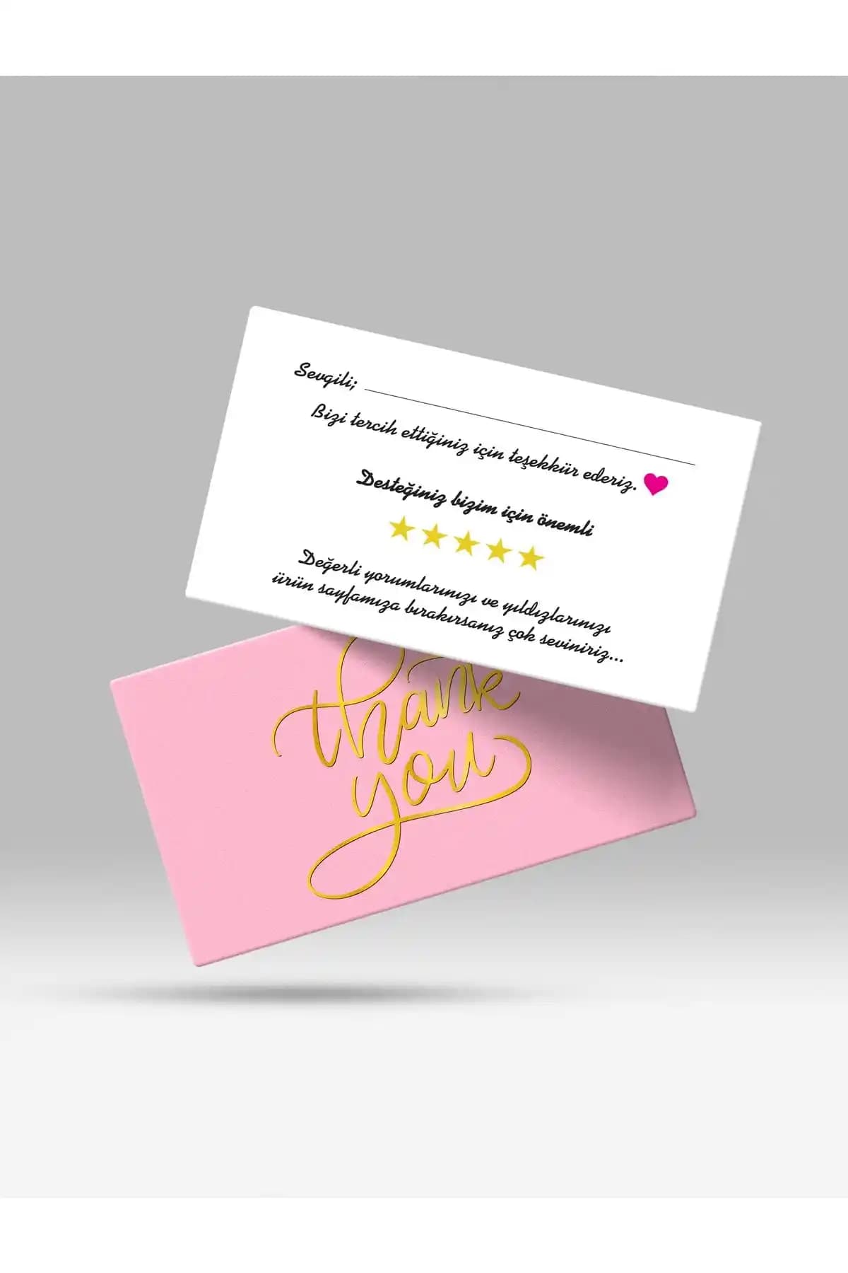 Hafsa Ticaret Thankyou Kartı 100 Adet Ön ve Arka Baskılı Yüksek Kalite