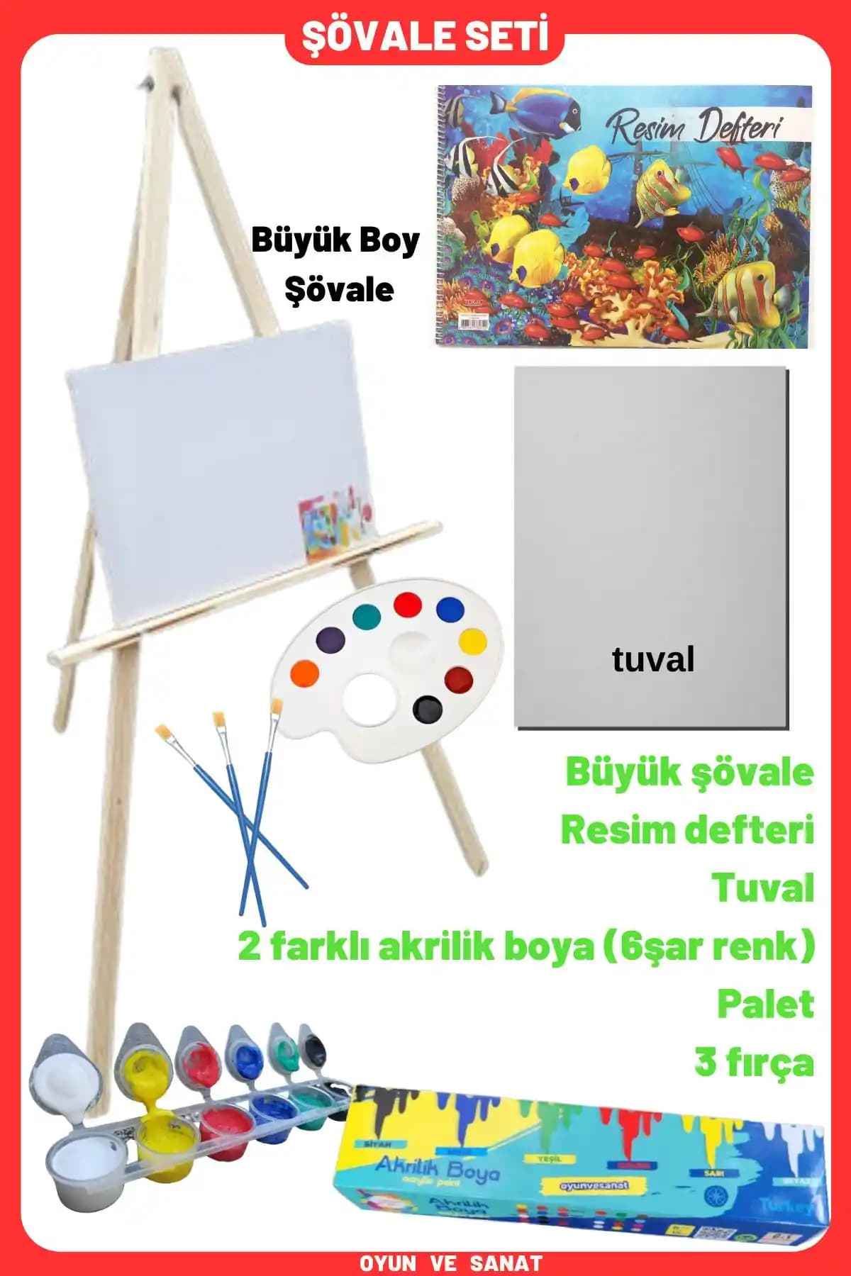 İçeriği ve Kullanımıyla Başlangıç Seviyesi İçin Uygun IG Şövale Resim Boyama Seti