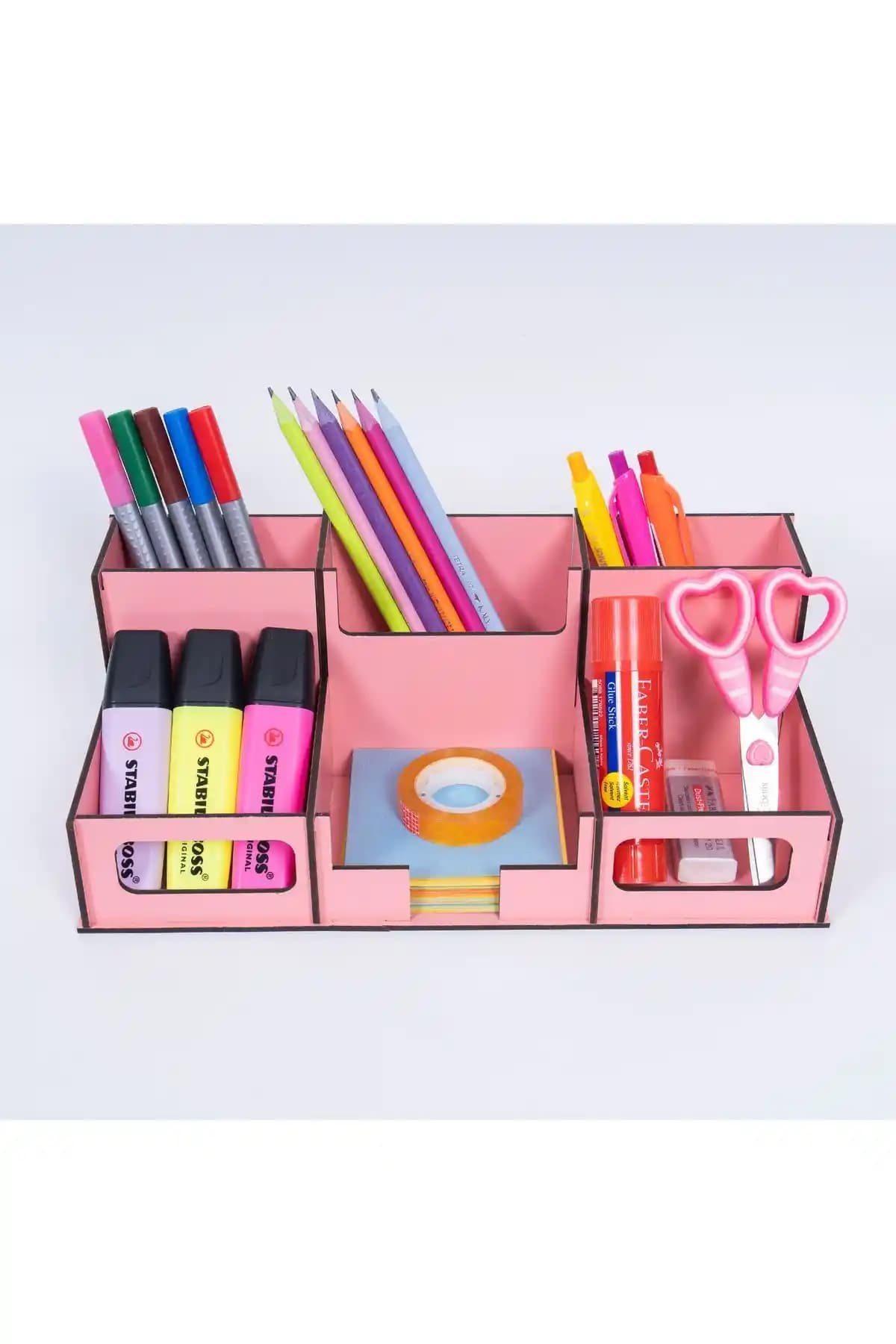 KutuTR Notpa Ofis Tipi 6 Gözlü Dekoratif Masaüstü Kalemlik, Şık ve Fonksiyonel Ofis Düzenleme Çözümü