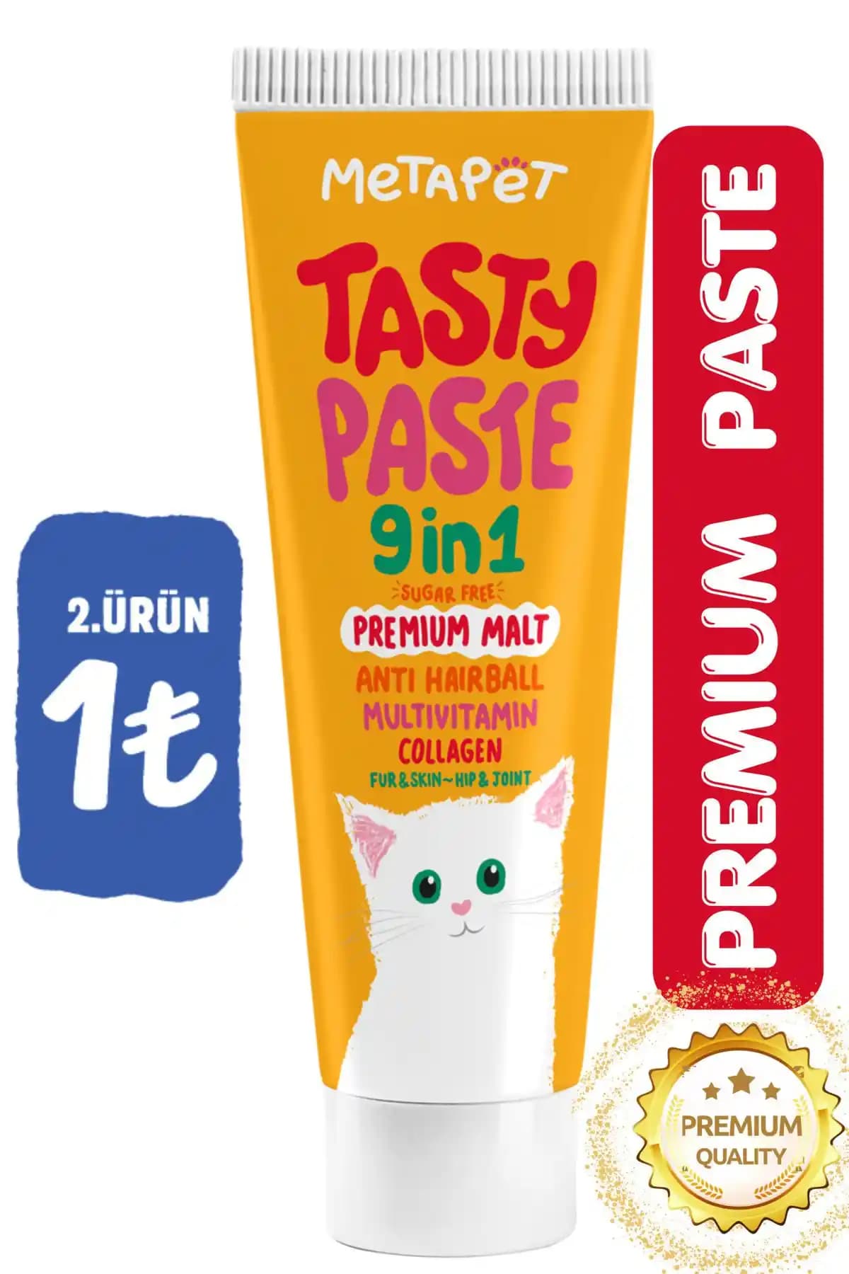 Metapet Kediler İçin 9in1 MultiVitamini Macunu Sağlıklı ve Parlak Tüyler İçin Güçlü Destek