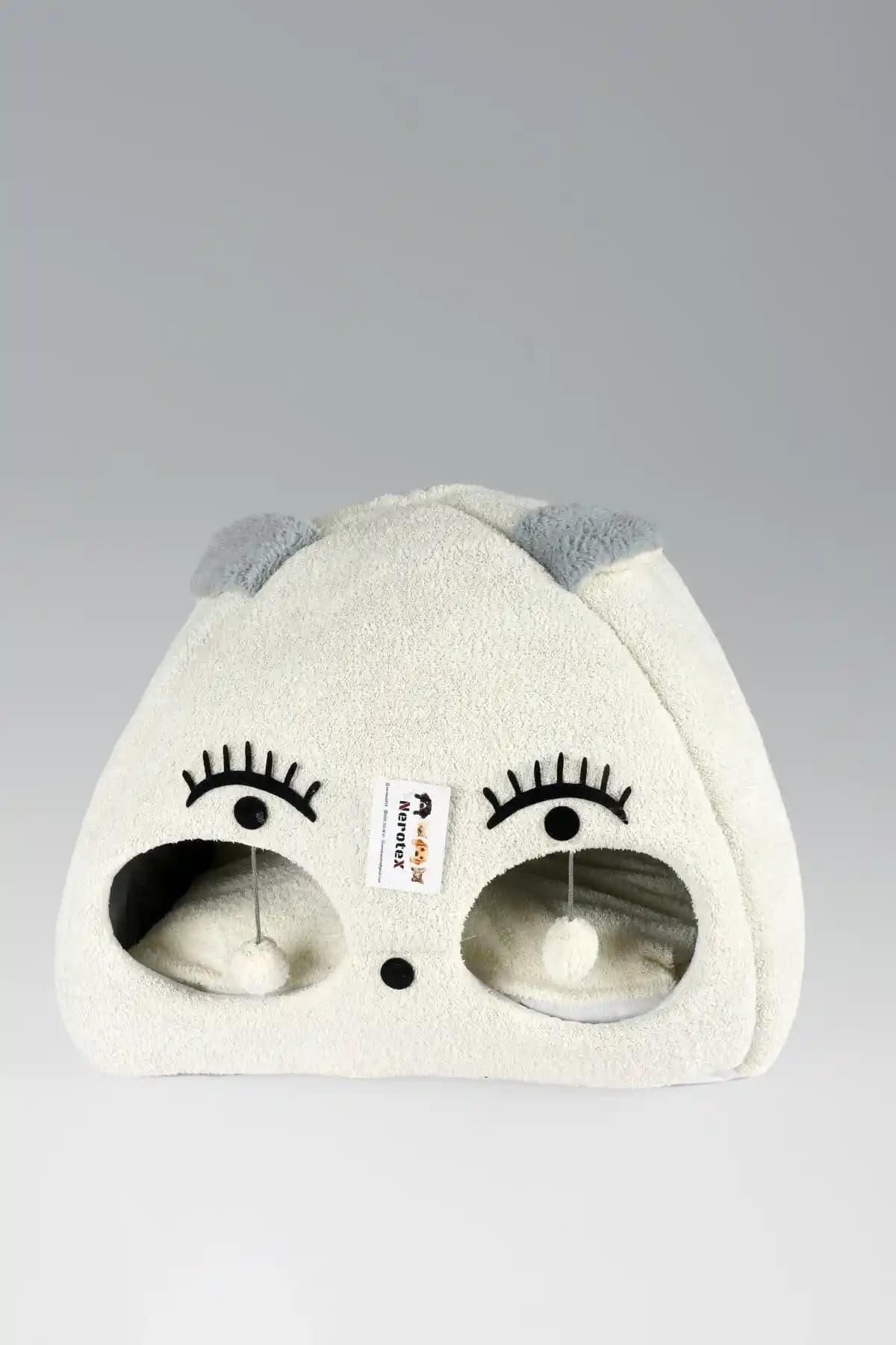 Nerotex Beyaz Kedi Kafalı Büyük Kedi Evi Yuvası ile Konfor ve Şıklık Bir Arada