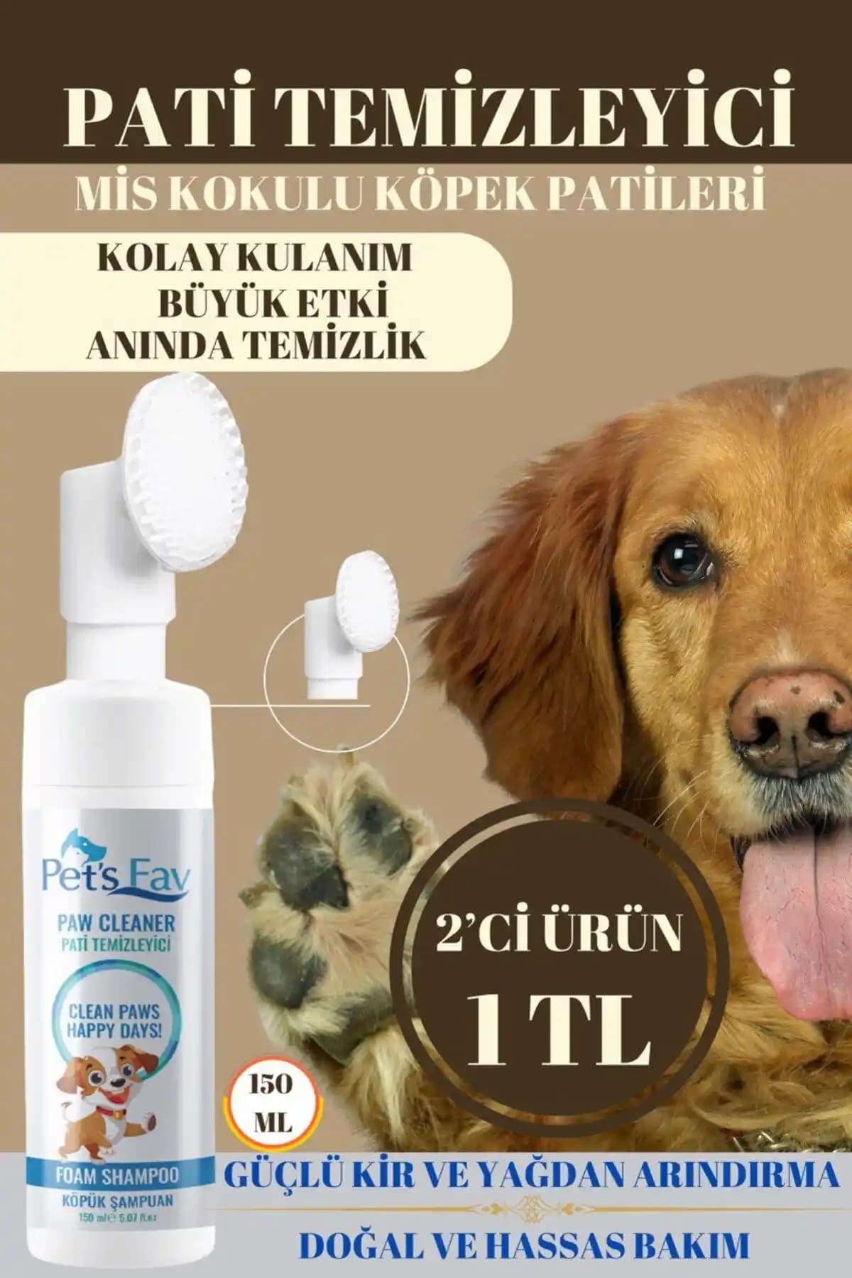 Pets Fav Köpek Hızlı ve Pratik Organik Kuru Köpük Şampuanı ile Evcil Hayvan Bakımı