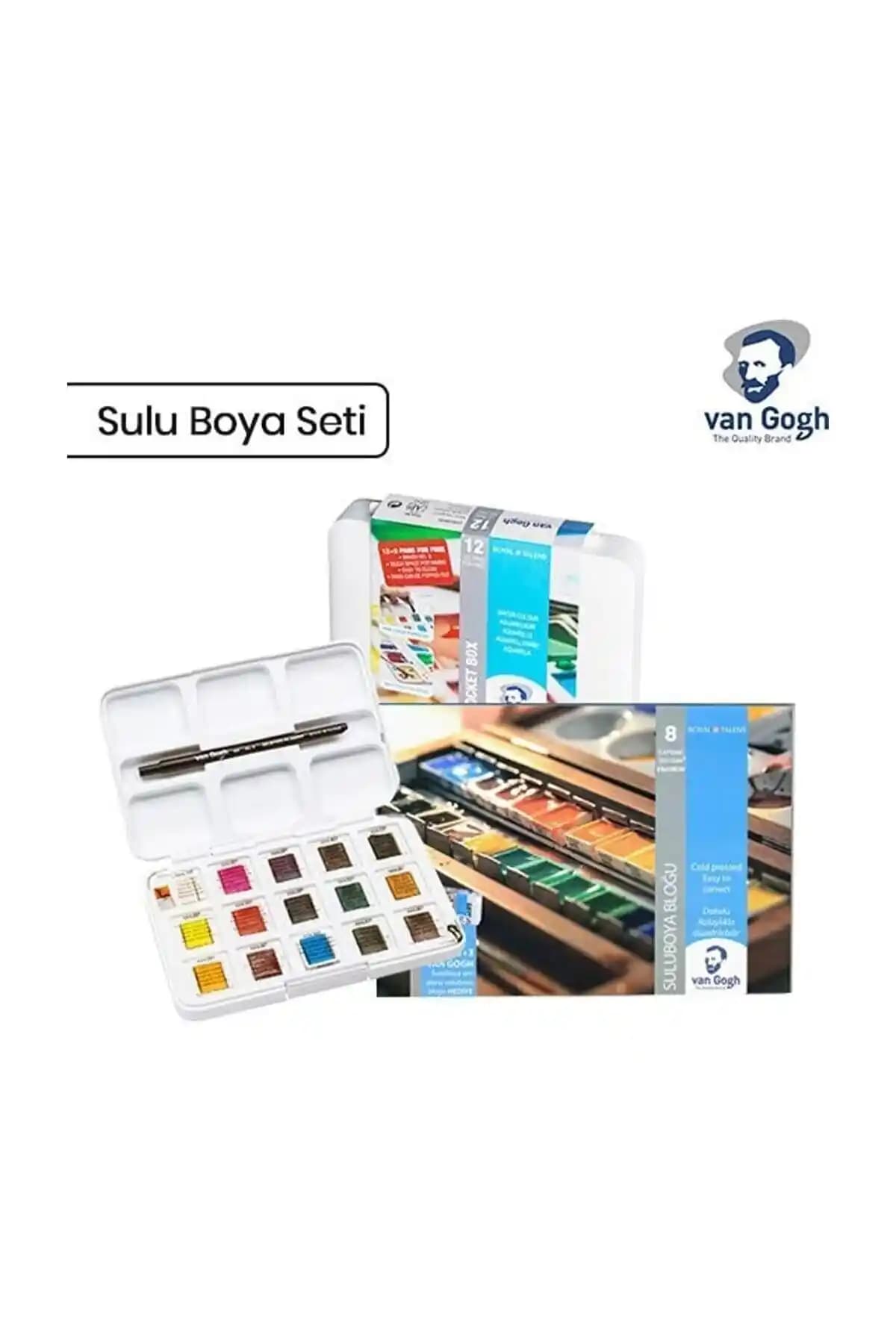 Van Gogh 12+3 Renk Tablet Sulu Boya Seti: Yüksek Kaliteli Resim Malzemeleri