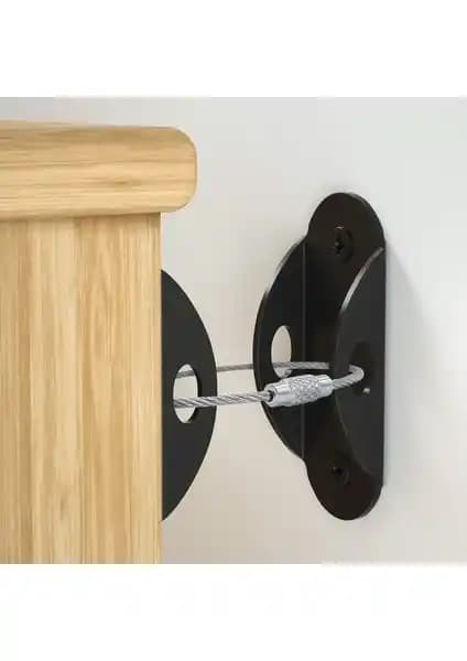 Deprem Güvenliği İçin Çelik Halatlı Ağır Yük Dolap Sabitleme Aparatı Seti