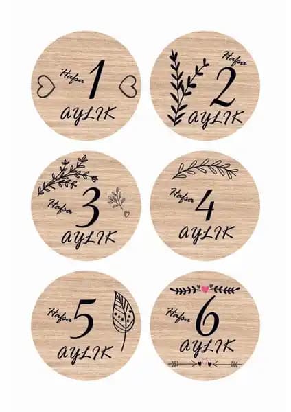Dnslgrup 12 Aylık Ahşap Plak Seti Bebekler İçin Gelişim ve Hatıra Kaydı