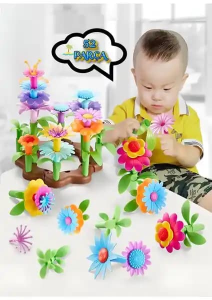 HYD 52 Parça Bahçe Çiçek Yapım Seti çocuklar için eğitici ve güvenli bahçe tasarımı oyuncakları