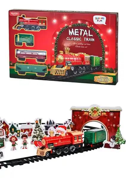 Learning Fun Işıklı Buharlı Sesli Metal Retro Tren Seti - Çocuklar İçin Eğlenceli ve Güvenli Oyuncak
