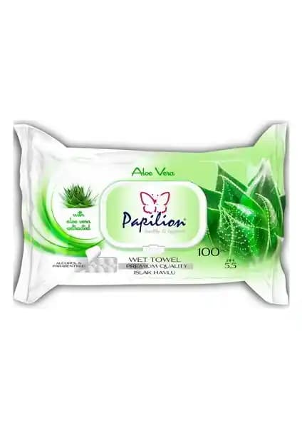 Papilion Aloevera Islak Havlu 100 Yaprak Günlük Hijyen ve Temizlik İçin Uygun