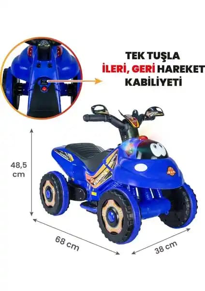 UJ Toys Akülü ATV 6 V Karınca 2020 Müzikli Işıklı Mavi Çocuklar İçin Güvenli Eğlence Aracı