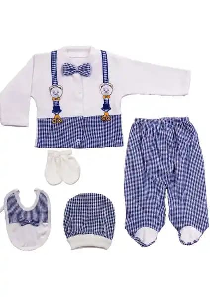 Webombinoo Lüks Penye Papyonlu 5'li Bebek Zıbın Seti Şıklık ve Konfor Sunan Kaliteli Giyim