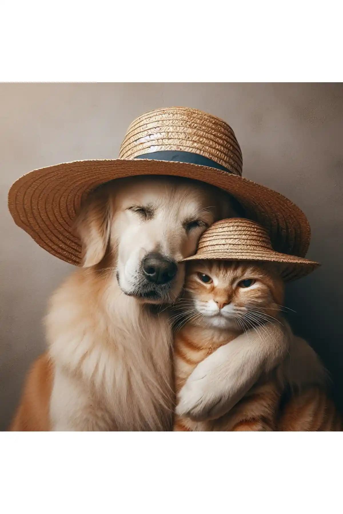 Aktez-EL Doğal Hasır Şapka Evcil Hayvanlar İçin Yaz Ayları Koruyucu Aksesuar
