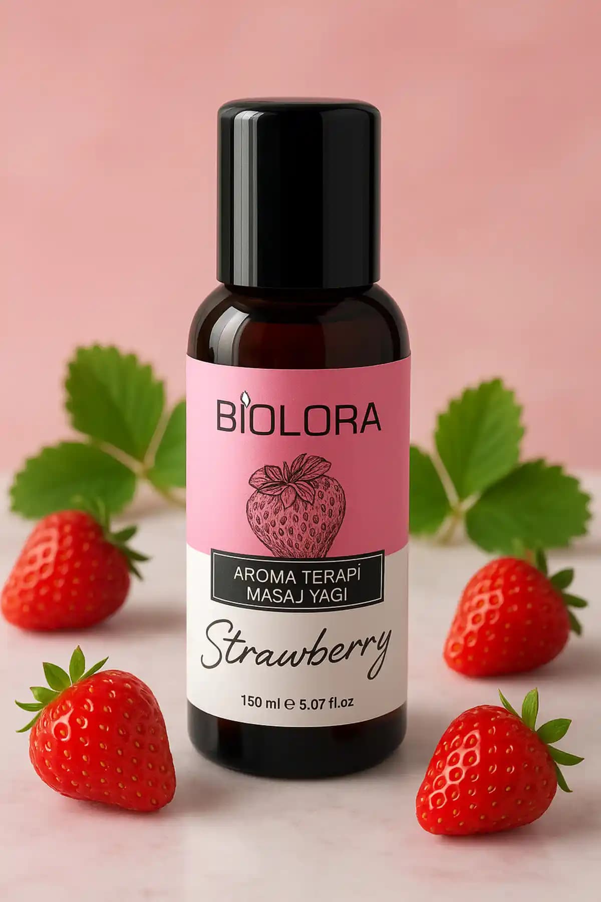 Biolora Çilek Aromaterapi Vücut Masaj ve Spa Yağı Doğal İçeriklerle Rahatlatıcı Bakım